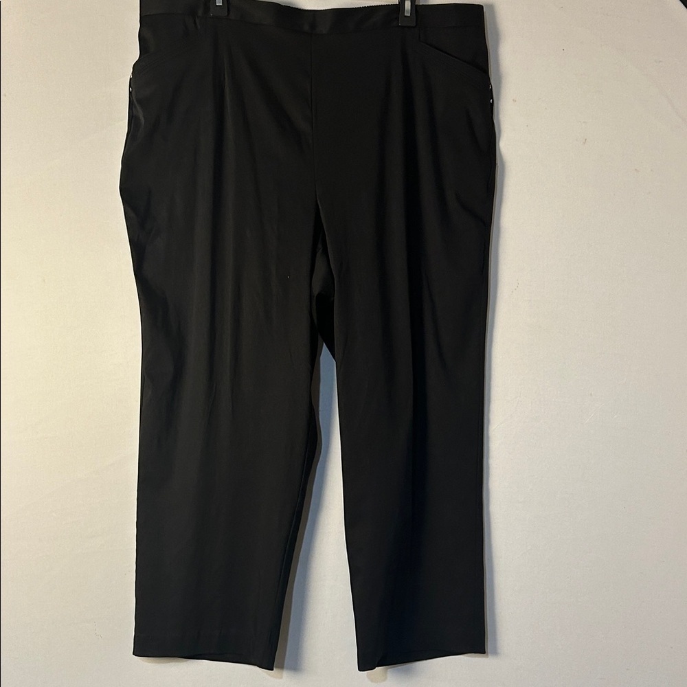 Alfred Dunner Women's Plus  Wide Leg Pant Black With Pockets Size 22W NWT
